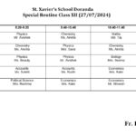 special time table for class 12 27th july